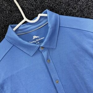 Tommy Bahama Mens Blue Tencel Modal Blend Short Sleeve Button Down Shirt Large